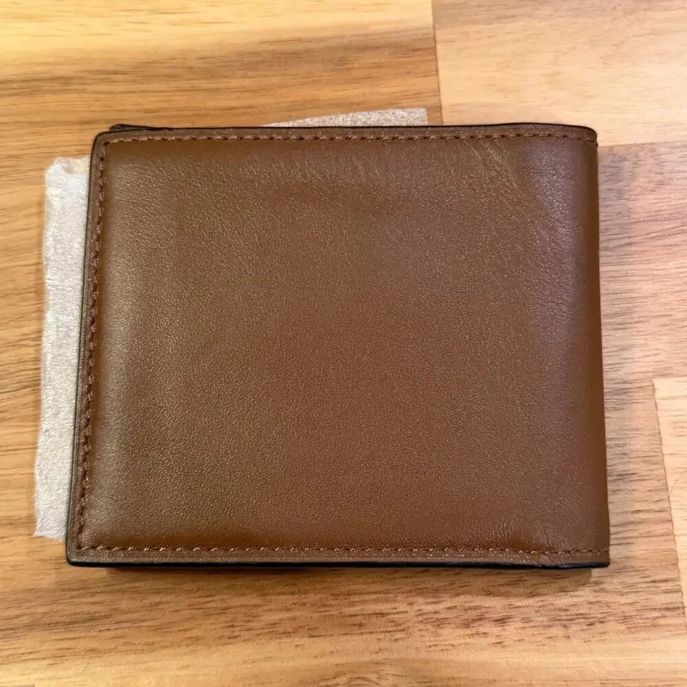 Coach x Pac-Man Brown Leather Bifold Wallet F75911 Retro Arcade Ghosts Mens NWOT